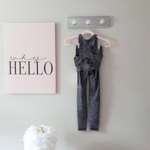 NWT All Fenix black & white polka dot racerback sports bra & 7/8 legging set, XS - Picture 16 of 16